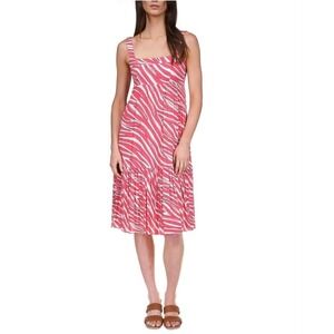 Michael Kors Red/White Ruffle Midi Dress, XL